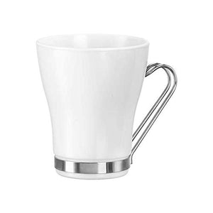 Bormioli Rocco White Cappuccino Coffee Cup Glasses with Stainless Steel Handles 23.5cl (8oz) (Set of 4)