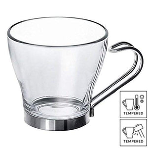 Espresso Coffee Cup Glasses with Stainless Steel Handles 10cl (3½ oz)