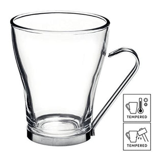 Large Coffee/Tea / Latte Cup Glasses with Stainless Steel Handles 32cl (11¼ oz)