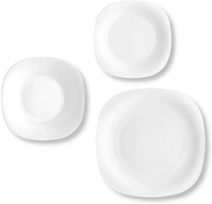 Bormioli Rocco Parma Soft Square Dinner Service Set with Extra-Large Dinner Plates (18 Pieces)