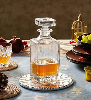 RCR 7Pcs Timeless Italian Crystal Glass Spirits Decanter Set Comprising; 75cl Spirit Decanter & 6X Double Old Fashioned Spirit Tumbler Glasses