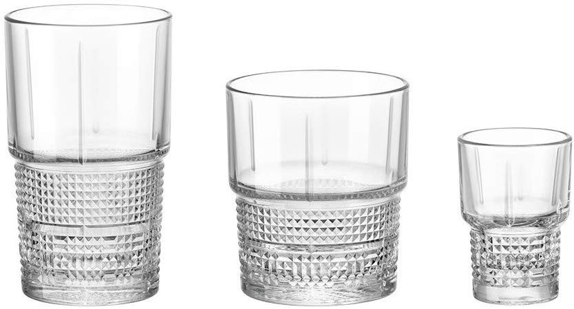 Bormioli Rocco - Set Of 6 Stackable Tempered Glass Tumblers, 12.5 oz