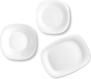 Bormioli Rocco Parma Soft Square Dinner Service Set with Extra-Large Rectangular Dinner Plates (18 Pieces)