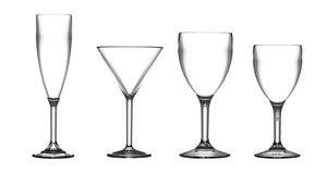 Premium Polycarbonate Party Drinkware Set with 12x Champagne Flutes, 12x Martini Glasses, 12x Red Wine Glasses and 12x White Wine Glasses (Set of 48)