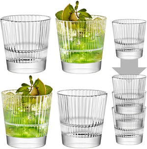Diva Short Glass Tumblers with Striped Design (37cl) (Set of 4)