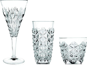 RCR Enigma Italian Crystal Glass 12-Piece Drinkware Set with 4X Wine Goblets, 4X Hiball Tumblers and 4X DOF Whisky Tumblers