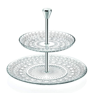 RCR Glass Medici Two Tiered Afternoon Tea Cake Stand